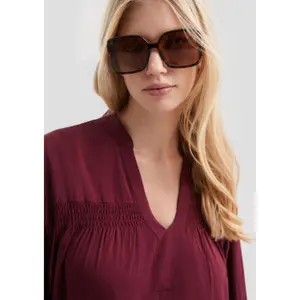 Smocked Viscose Blouse for Women QS image-3