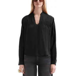 Smocked Viscose Blouse for Women QS image-2
