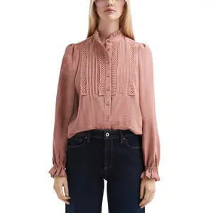 Lace Blouse with Ruffles on High Neck Women's QS image-2