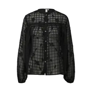 Women's Checked Sheer Blouse QS image-0