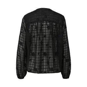 Women's Checked Sheer Blouse QS image-1