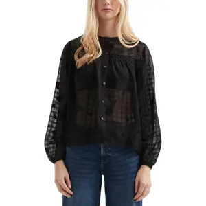Women's Checked Sheer Blouse QS image-2