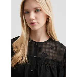 Women's Checked Sheer Blouse QS image-3
