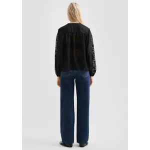 Women's Checked Sheer Blouse QS image-4