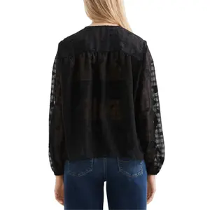 Women's Checked Sheer Blouse QS image-5