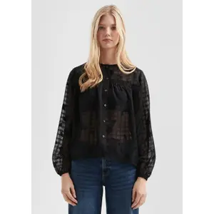 Women's Checked Sheer Blouse QS image-6