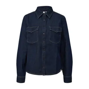 Women’s Fitted Denim Shirt with Patch Pockets QS image-0