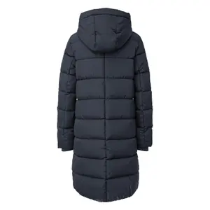 Long Hooded Down Jacket with Zipped Pockets Women QS image-1