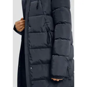 Long Hooded Down Jacket with Zipped Pockets Women QS image-3