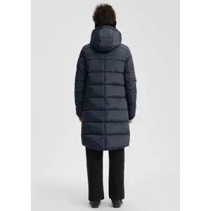 Long Hooded Down Jacket with Zipped Pockets Women QS image-4