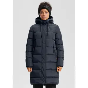 Long Hooded Down Jacket with Zipped Pockets Women QS image-6