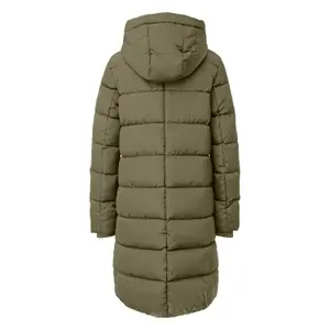 Long Hooded Down Jacket with Zipped Pockets Women QS image-1