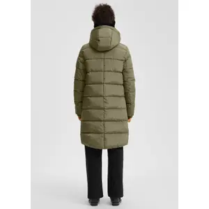 Long Hooded Down Jacket with Zipped Pockets Women QS image-4