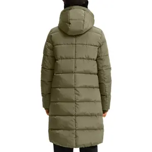 Long Hooded Down Jacket with Zipped Pockets Women QS image-5