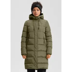Long Hooded Down Jacket with Zipped Pockets Women QS image-6