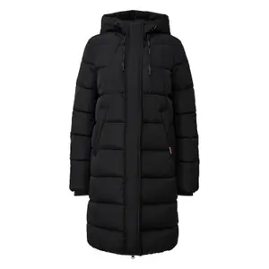 Long Hooded Down Jacket with Zipped Pockets Women QS