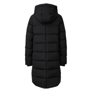 Long Hooded Down Jacket with Zipped Pockets Women QS image-1