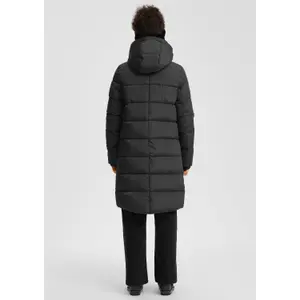 Long Hooded Down Jacket with Zipped Pockets Women QS image-4
