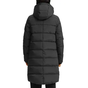 Long Hooded Down Jacket with Zipped Pockets Women QS image-5