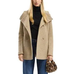 Wool-Effect Hooded Coat for Women QS image-2