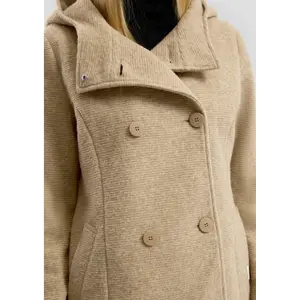 Wool-Effect Hooded Coat for Women QS image-3