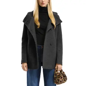 Wool-Effect Hooded Coat for Women QS image-2