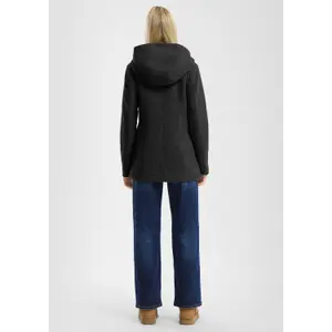 Wool-Effect Hooded Coat for Women QS image-4