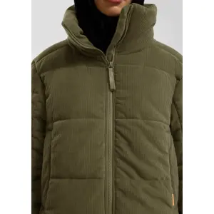 Corduroy puffer jacket for women QS image-3