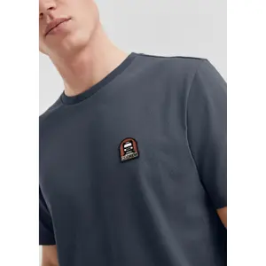Thick Cotton Jersey Round Neck T-Shirt with Embroidered Badge QS image-3