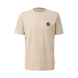 Thick Cotton Jersey Round Neck T-Shirt with Embroidered Badge QS image-0