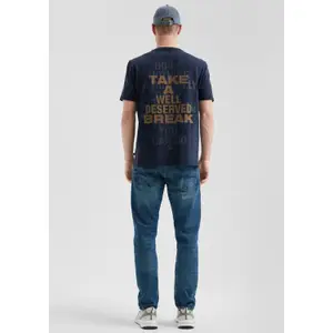 Washed Tie-Dye Round Neck T-Shirt with Front and Back Print QS image-4