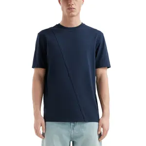 Asymmetrical Seaming Round Neck T-Shirt QS image-2