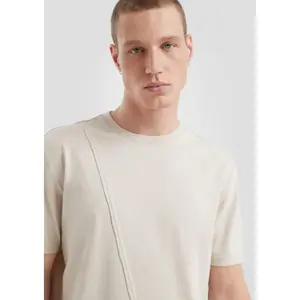 Asymmetrical Seaming Round Neck T-Shirt QS image-3