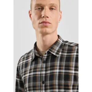 Flannel Long Sleeve Overshirt with Slit Cuffs QS image-3
