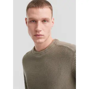 Washed Knit Pullover Textured Pattern QS image-3