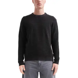Washed Knit Pullover Textured Pattern QS image-2