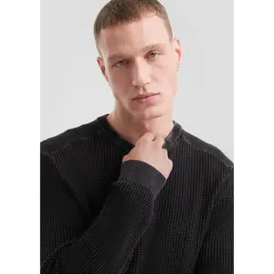 Washed Knit Pullover Textured Pattern QS image-3
