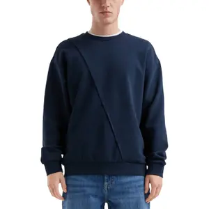 Cotton Crew Neck Sweatshirt with Cutout Seams QS image-2