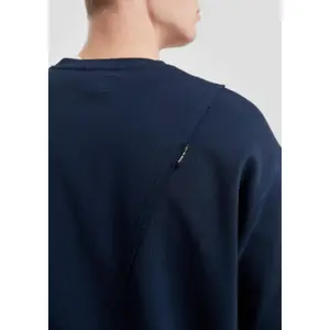 Cotton Crew Neck Sweatshirt with Cutout Seams QS image-3