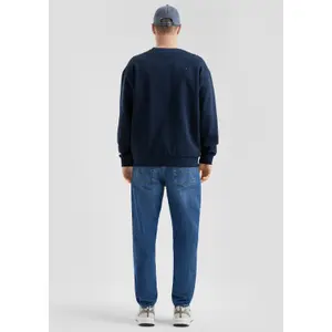 Cotton Crew Neck Sweatshirt with Cutout Seams QS image-4