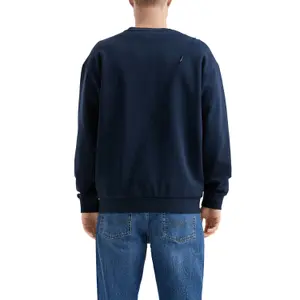 Cotton Crew Neck Sweatshirt with Cutout Seams QS image-5