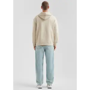 Faded Cotton Hoodie with Front Print QS image-4