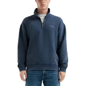 Washed Zip-Up Sweatshirt with High Neck QS image-2