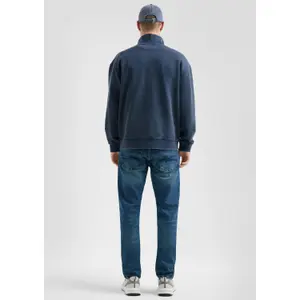 Washed Zip-Up Sweatshirt with High Neck QS image-4