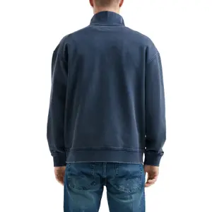 Washed Zip-Up Sweatshirt with High Neck QS image-5