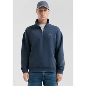 Washed Zip-Up Sweatshirt with High Neck QS image-6