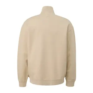 Washed Cotton Zip-Up Sweatshirt with Front Print QS image-1