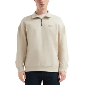 Washed Cotton Zip-Up Sweatshirt with Front Print QS image-2