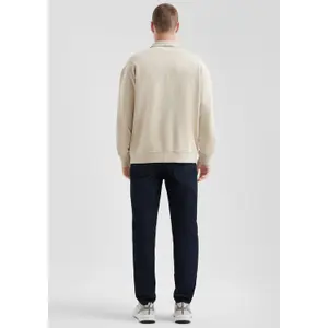 Washed Cotton Zip-Up Sweatshirt with Front Print QS image-4