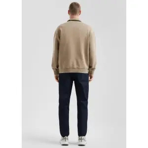 Washed Zip-Up Sweatshirt with High Collar and Chest Print QS image-4